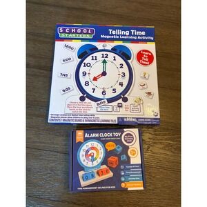 Tara Toy Telling Time Magnetic Activity & Wooden Alarm Clock Toy Set Kids Blue